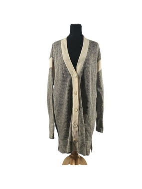 Holt Renfrew cardigan open knit neutral sweater luxury wool rayon vintage sz 3X